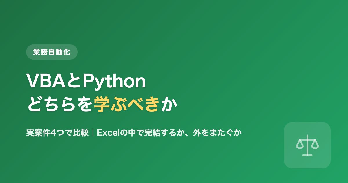 VBAとPython、業務自動化にはどちらを学ぶべきか比較のアイキャッチ画像